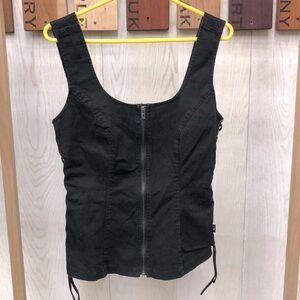 Tripp NYC x Joan Jett Collaboration Black Lace Up Vest/Corset VERY RARE~LIKE NEW
